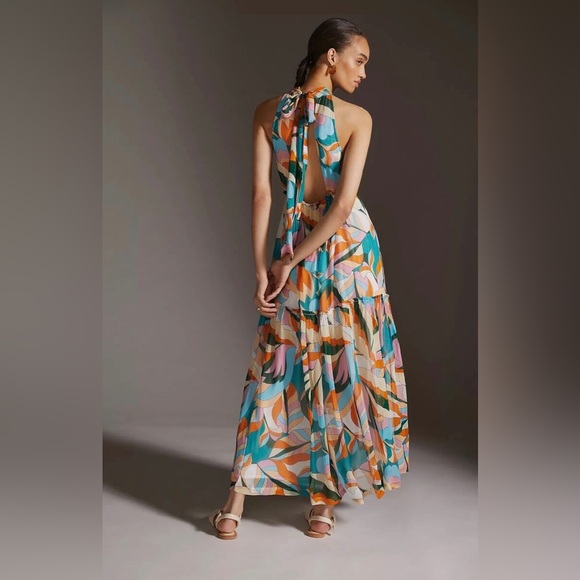 🪷Anthropologie Maeve Keyhole Halter Tiered Bohemian Maxi Dress, NWT✨ - Picture 2 of 5